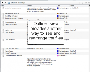 Scrivener outliner view