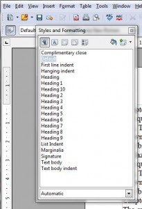 formatting toolbar